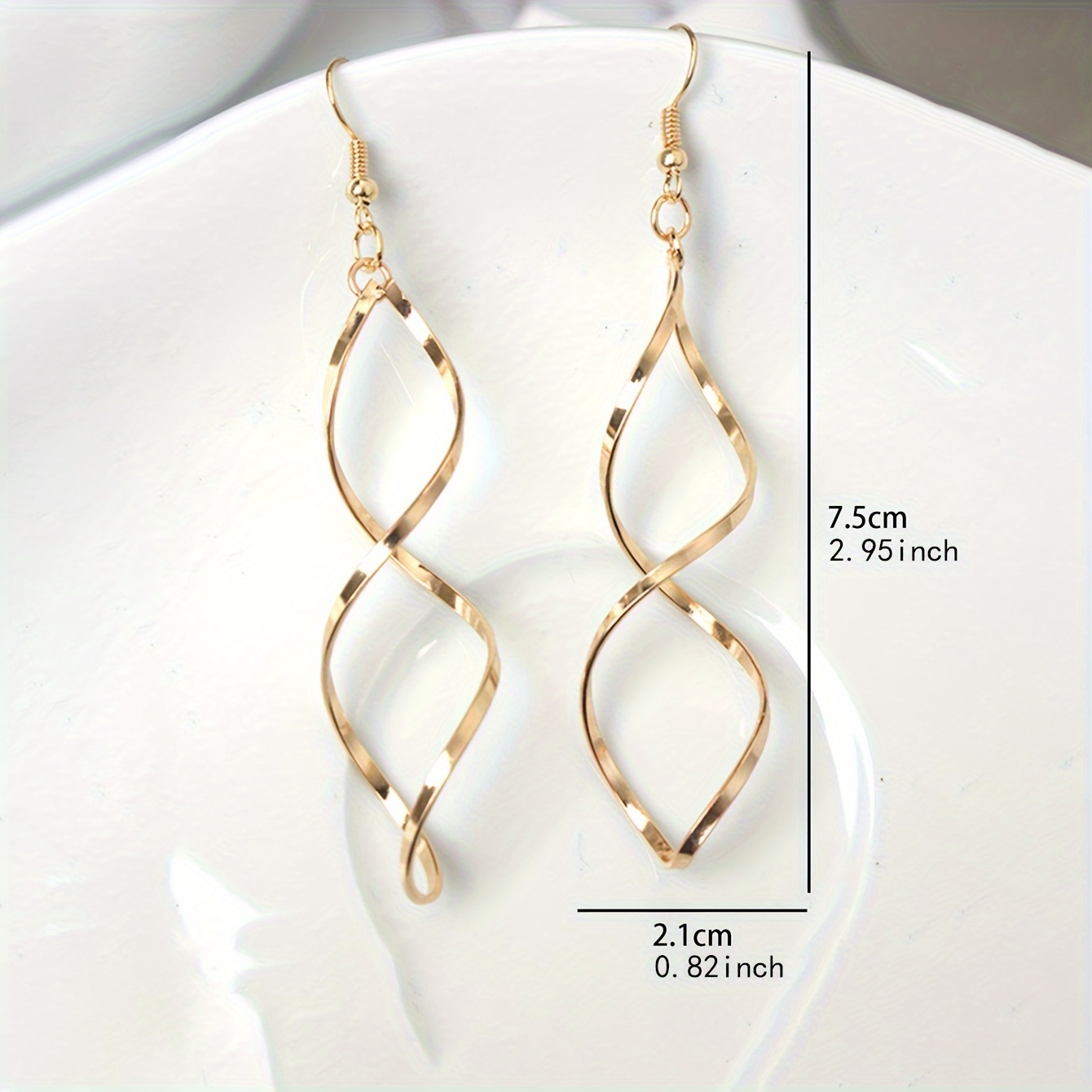 Golden Hollow Spiral Pattern Dangle Earrings Alloy Jewelry